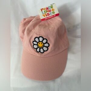 NEW PEACE LOVE & VIBES Baseball Cap with Daisy Embroidery